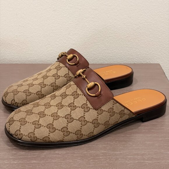 GUCCI CANVAS PRINTED MENS SLIDES - LIKE NEW - Picture 3 of 8